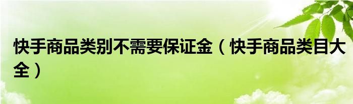 快手商品类目大全(快手商品类别不需要保证金)