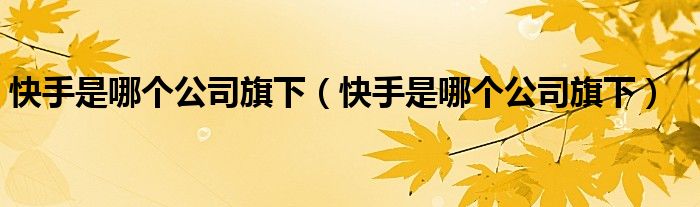 快手是哪个公司旗下(快手是哪个公司旗下)