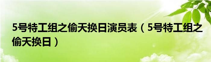5号特工组之偷天换日(5号特工组之偷天换日演员表)
