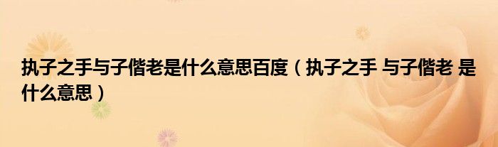 执子之手 与子偕老 是什么意思(执子之手与子偕老是什么意思百度)
