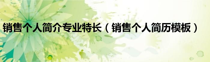 销售个人简历模板(销售个人简介专业特长)