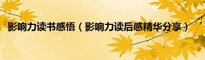 影响力读后感精华分享(影响力读书感悟)