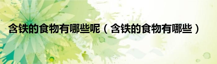 含铁的食物有哪些(含铁的食物有哪些呢)