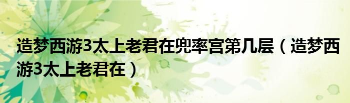 造梦西游3太上老君在(造梦西游3太上老君在兜率宫第几层)