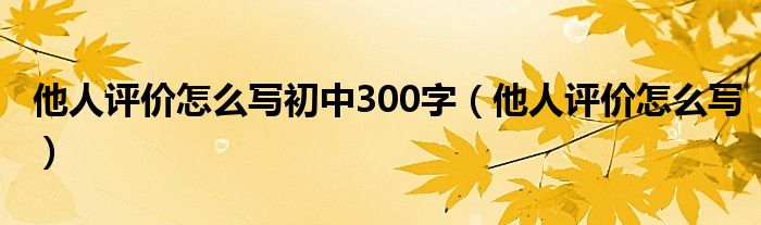 他人评价怎么写(他人评价怎么写初中300字)
