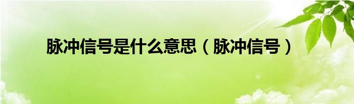 脉冲信号(脉冲信号是什么意思)