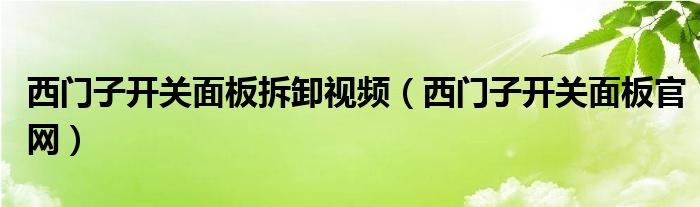 西门子开关面板官网(西门子开关面板拆卸视频)