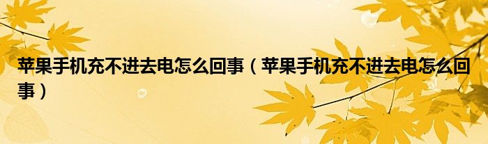 苹果手机充不进去电怎么回事(苹果手机充不进去电怎么回事)