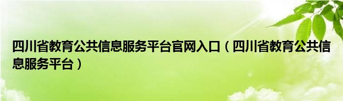 四川省教育公共信息服务平台(四川省教育公共信息服务平台官网入口)
