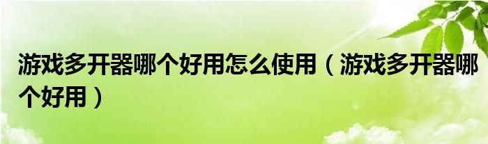 游戏多开器哪个好用(游戏多开器哪个好用怎么使用)
