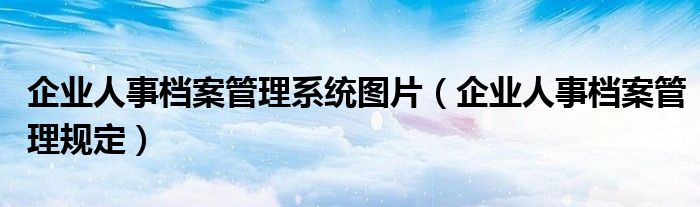 企业人事档案管理规定(企业人事档案管理系统图片)