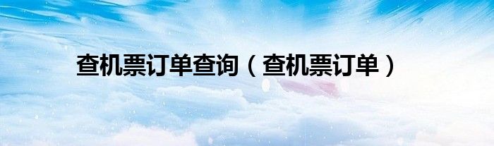 查机票订单(查机票订单查询)