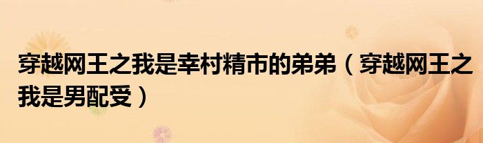 穿越网王之我是男配受(穿越网王之我是幸村精市的弟弟)