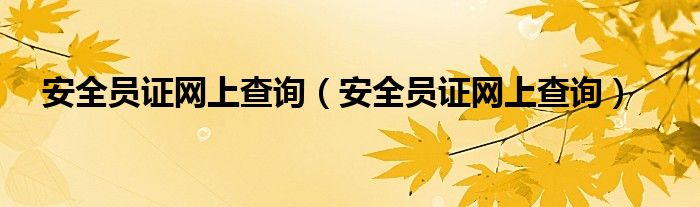安全员证网上查询(安全员证网上查询)