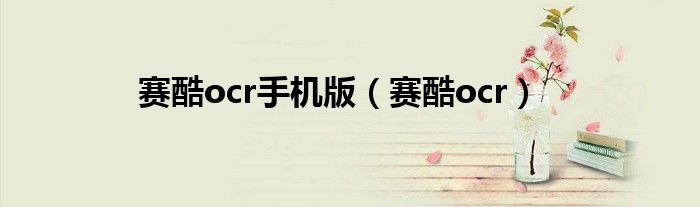 赛酷ocr(赛酷ocr手机版)
