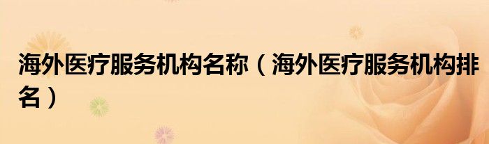 海外医疗服务机构排名(海外医疗服务机构名称)