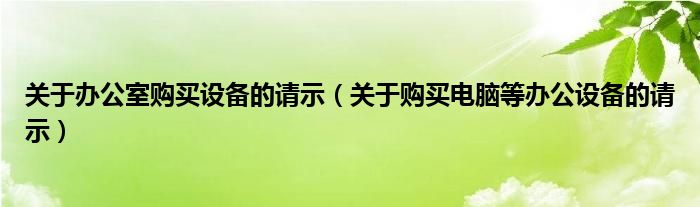 关于购买电脑等办公设备的请示(关于办公室购买设备的请示)