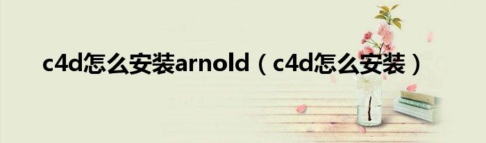c4d怎么安装(c4d怎么安装arnold)