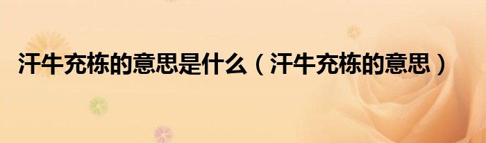 汗牛充栋的意思(汗牛充栋的意思是什么)