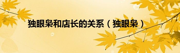 独眼枭(独眼枭和店长的关系)