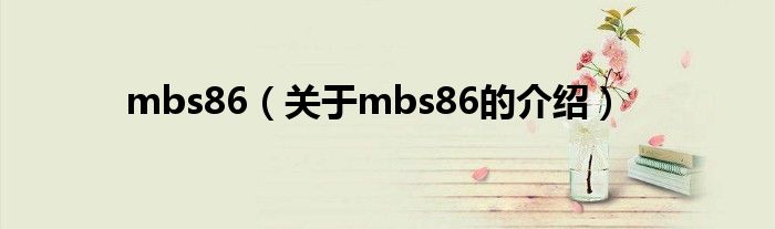 关于mbs86的介绍(mbs86)