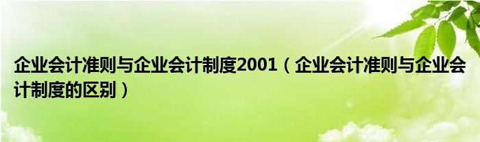 企业会计准则与企业会计制度的区别(企业会计准则与企业会计制度2001)