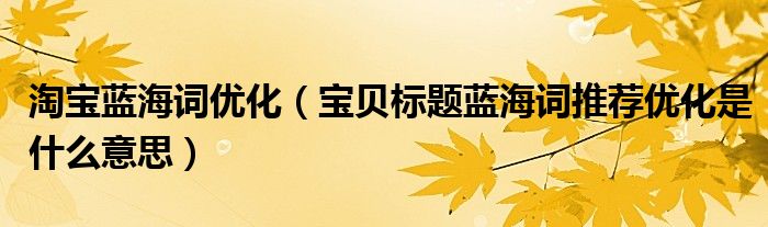 宝贝标题蓝海词推荐优化是什么意思(淘宝蓝海词优化)