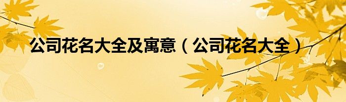 公司花名大全(公司花名大全及寓意)