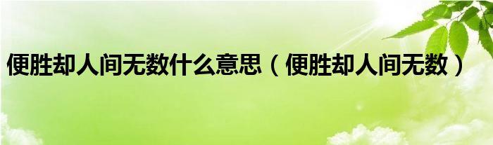 便胜却人间无数(便胜却人间无数什么意思)