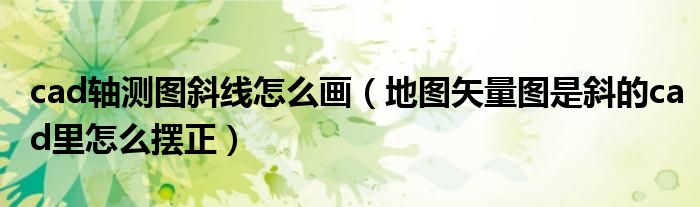 地图矢量图是斜的cad里怎么摆正(cad轴测图斜线怎么画)