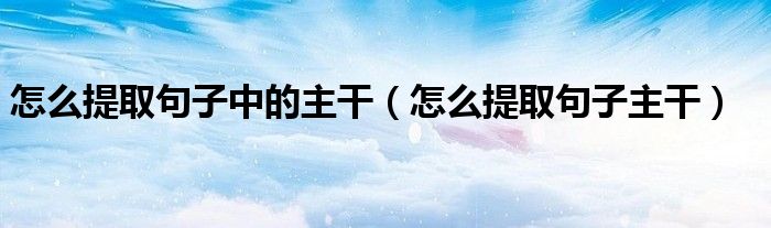 怎么提取句子主干(怎么提取句子中的主干)