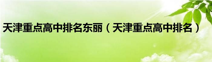 天津重点高中排名(天津重点高中排名东丽)