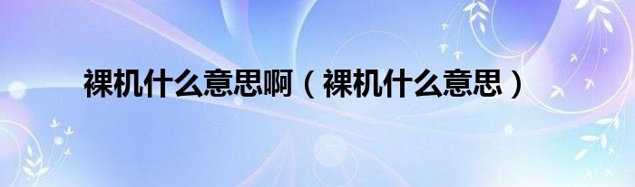 裸机什么意思(裸机什么意思啊)