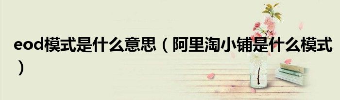 阿里淘小铺是什么模式(eod模式是什么意思)