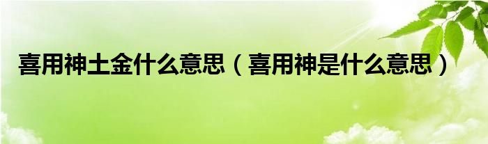 喜用神是什么意思(喜用神土金什么意思)