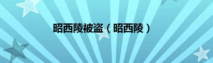 昭西陵(昭西陵被盗)