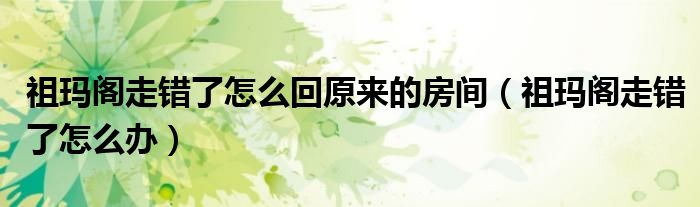 祖玛阁走错了怎么办(祖玛阁走错了怎么回原来的房间)