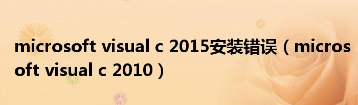 microsoft visual c 2010(microsoft visual c 2015安装错误)