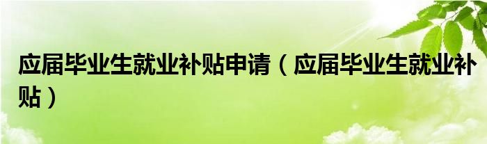 应届毕业生就业补贴(应届毕业生就业补贴申请)