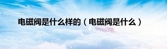 电磁阀是什么(电磁阀是什么样的)