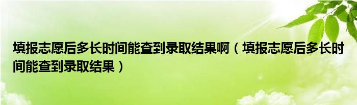 填报志愿后多长时间能查到录取结果(填报志愿后多长时间能查到录取结果啊)