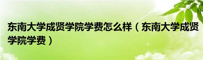 东南大学成贤学院学费(东南大学成贤学院学费怎么样)