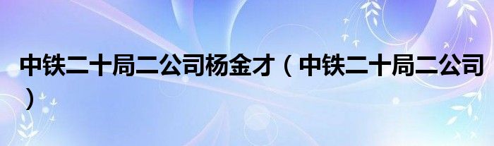 中铁二十局二公司(中铁二十局二公司杨金才)