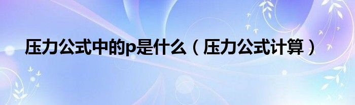压力公式计算(压力公式中的p是什么)