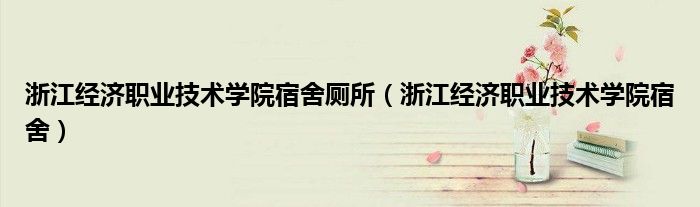 浙江经济职业技术学院宿舍(浙江经济职业技术学院宿舍厕所)