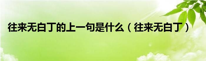 往来无白丁(往来无白丁的上一句是什么)