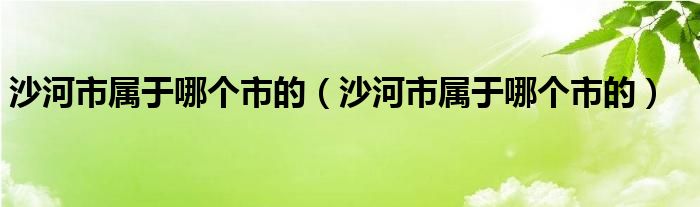 沙河市属于哪个市的(沙河市属于哪个市的)