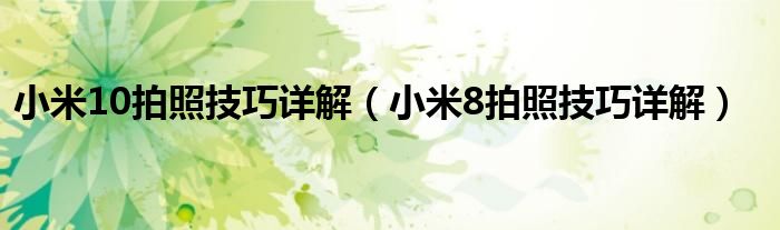 小米8拍照技巧详解(小米10拍照技巧详解)