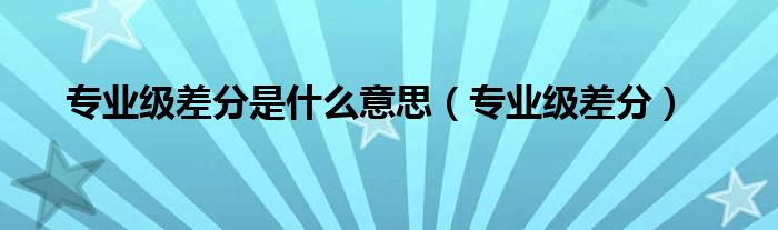 专业级差分(专业级差分是什么意思)