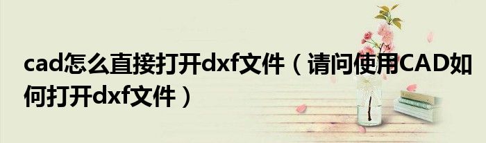 请问使用CAD如何打开dxf文件(cad怎么直接打开dxf文件)